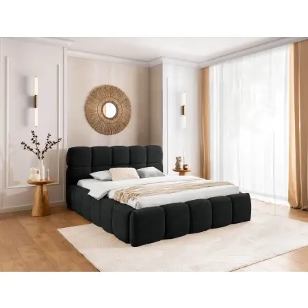 PRATO T12 wygodne łóżko 180x200 z pojemnikiem w tkaninie typu boucle dla par